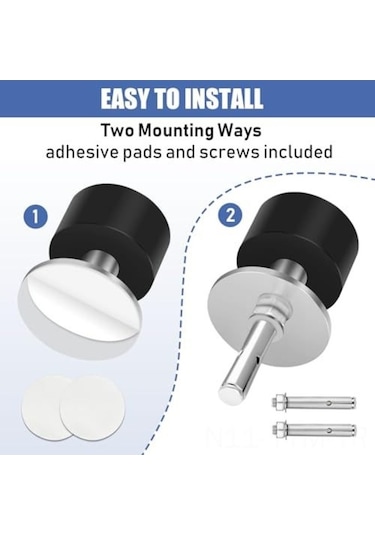 Pazly Yapışkanlı Paslanmaz Çelik Kapı Durdurucu - Ses Yalıtımlı 2'li Set, Kapsamlı Ses Yalıtımı