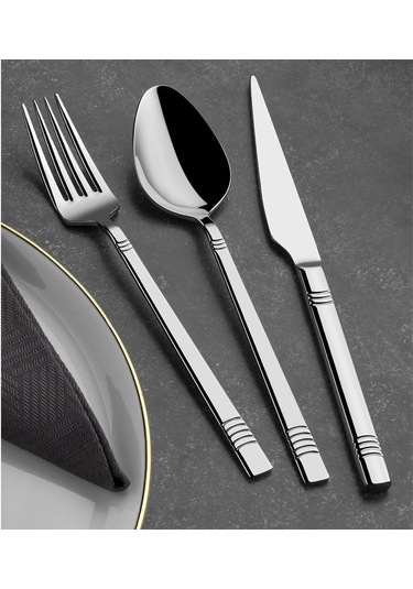 Arsel Asya Sade 90 Parça Kutulu Çatal Bıçak Takımı Gri