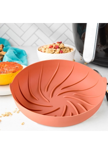 Homyl Air Fryer Silikon Astar Kolay Temizlenebilir Hafif Sepeti Kırmızı