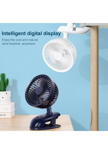 Led Ekranlı F601 Çok Fonksiyonlu Klipsli Elektrik Fan Blue