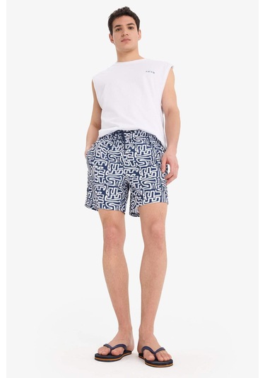 DeFacto Desenli File Astarlı Kısa Boy Deniz Şortu A7376AX25HSNV256 DeFacto Desenli File Astarlı Kısa Boy Deniz Şortu A7376AX25HSNV256