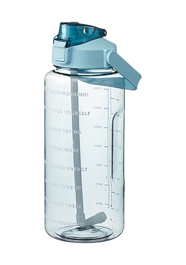 İşaretleyici Ve Pipetli 2l Su Şişesi, Kulplu Büyük Kapasiteli Su Şişesi, Yeniden Kullanılabilir Sızdırmaz Su Kabı, Dağ Yürüyüşü, Seyahat, Açık Sporlar, Spor Salonu Ve Fitness İçin. Yeşil