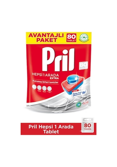 Pril Hepsi Bir Arada E x tra 80 Yıkama Bulaşık Makinesi Deterjanı Tableti
