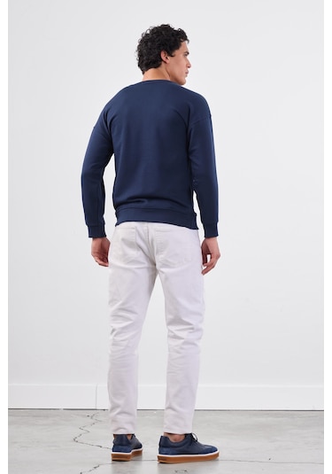 Dufy Lacivert Bisiklet Yaka Regular Fit Erkek Sweatshirt Lacivert