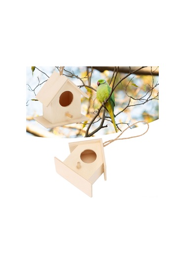 Ximistore9 4 Adet Ahşap Kuş Yuvası - Doğal Malzeme, Dayanıklı, Bahçe Ve Ev Dekorasyonu, Kuş Barınma, Asma Teli İle