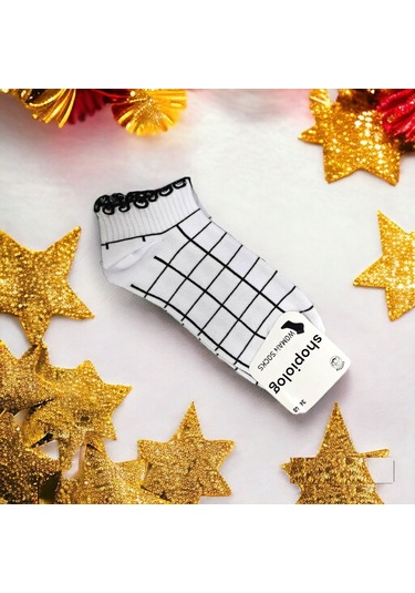 Shopiolog Sevimli Marul Desenli Bilek Çorabı Desen3 Siyah - Beyaz