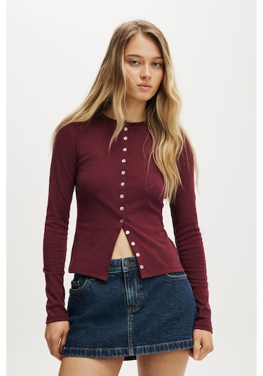 Madmext Bordo Slim Fit Düğmeli Kadın Hırka Mg2580 Bordo