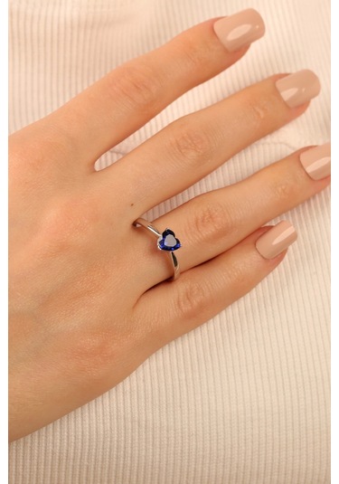 Çgkmücevherat Mavi Kalp Taşlı Altın Yüzük Klpyzk001 Gold