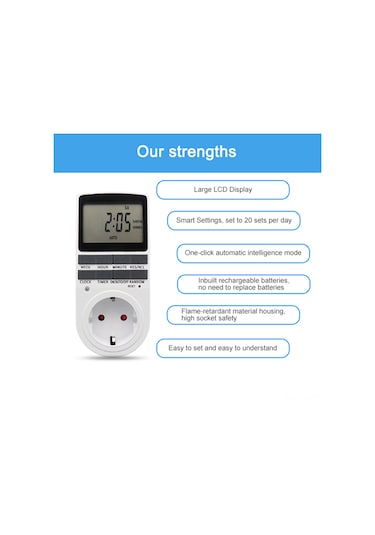 Symbee Ev Elektrikli Cihazları İçin Akıllı Zamanlayıcı: Otomatik Açma-kapatma, Eu Standartı, Enerji Tasarrufu, 7 Günlük Programlama, Lcd Ekranlı Soket