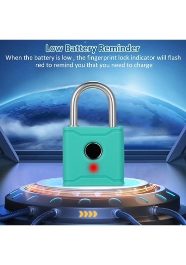 Hallow-t1004d Akıllı Bt Parmak İzi Asma Kilit Şarj Edilebilir,camgöbeği
