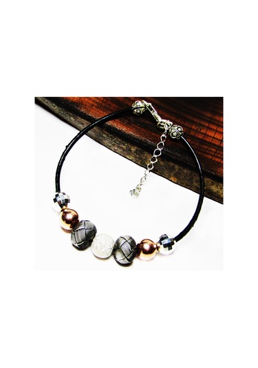 Gümüş Deri İpli Kazaz Ve Dorika Toplu Kadın Bileklik