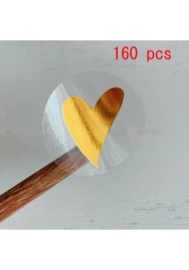 Yuvarlak Altın Kalp Yapışkanlı Etiket Sevimli Sızdırmazlık Etiket Etiket Doğum Günü Kartları Zarf Hediyeler Dekorasyon Kırtasiye 80/160 Adet Yellow