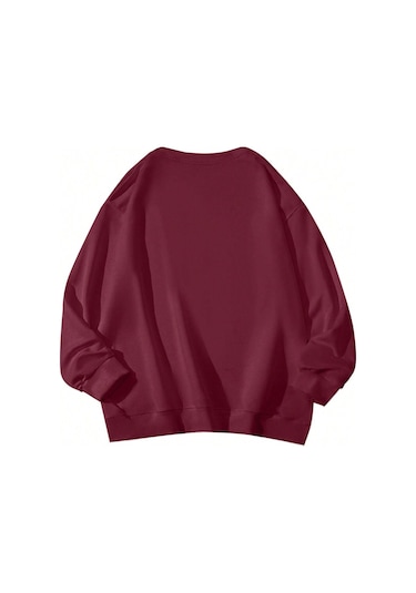 Yazılı Grafik Sweat-trzksw3665 Bordo