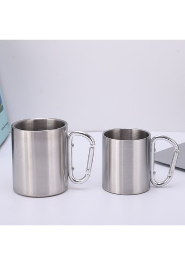 Dancemonkey 220ml Gümüş Gri Paslanmaz Çelik Kamp Kupası - Dayanıklı Ve Hafif Gri