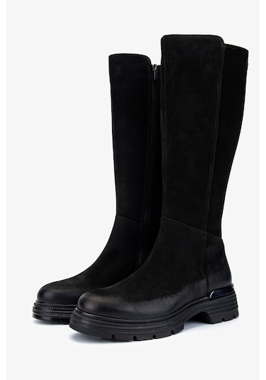 Valmenti Kadın Hakiki Deri Siyah Nubuk Casual Çizme 322 2353521 Bn Czm Sk24-25 Sıyah Nbk Siyah Nubuk