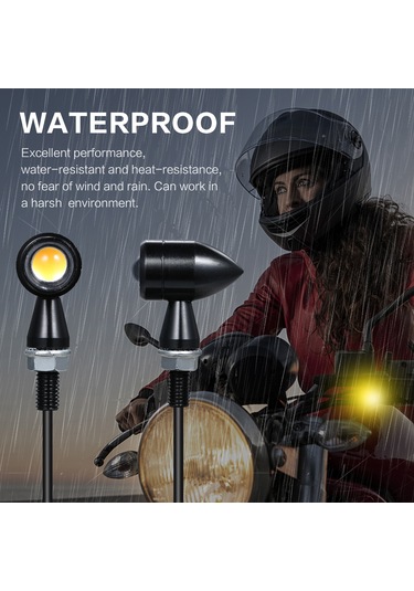 Honmex Klasik Kafe Racer Motosikletleri İçin Led Metal Mini Flaşör, Mermi Tipi, Aluminyum Alaşımlı, Siyah