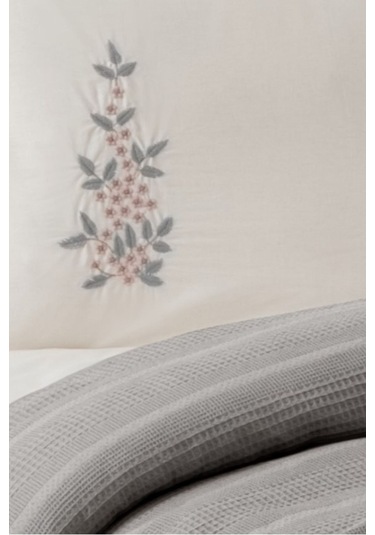 Çift Kişilik 4 Parça Pike Takımı Çeyizlik, Pamuklu Pike Seti Legacy-gri Gri