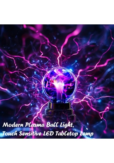 Honeybeeshop 1 Adet Siyah Plazma Kuresi Usb Isikli Dokunmatik Renkli Statik Elektrikli Dekorasyon Hediyelik Siyah