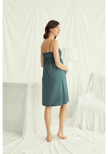 Monamise 18522 Hamile Lohusa Sabahlıklı Gecelik Takım-yeşil