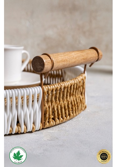 Yuvarlak Hasır Tepsi - Çift Renkli - 25 Cm Kahverengi