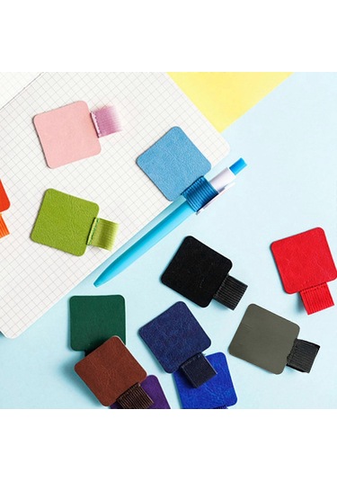 Ganzhoushop 5 Parça Kendinden Yapışkanlı Deri Kalemlik Elastik Bantlı Ayarlanabilir Kalem Döngüsü Tutucu Kaybolmayan Kalem Kırtasiye Malzemeleri Kırmızımor