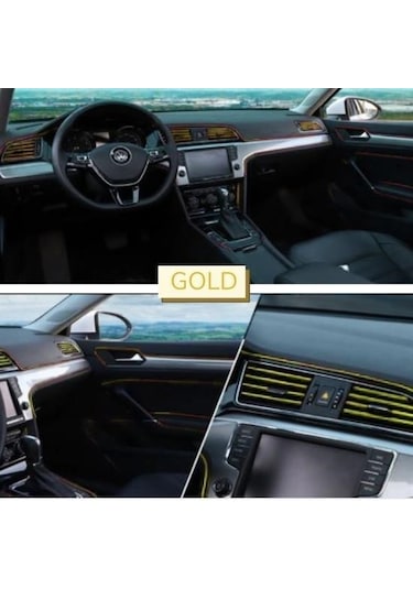 Buffer Gold Araba Oto Trim Dekorasyon Şeridi Kauçuk Elastik Kolay Kurulum 5 Metre Şerit Bant