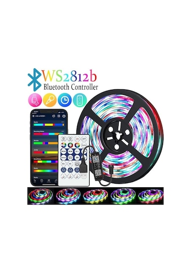 Jms Çok Renkli Led Şerit 1 M-10 M Rgbıc Ws2812b Diyot Şerit 3m 5050 24key Bluetooth