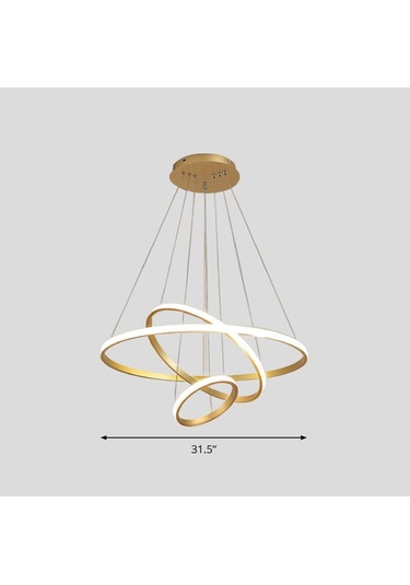 Gold / Render / 80-60-40 Cm / 3 Renk Işık / Sarkıt Avize Gold Sarı