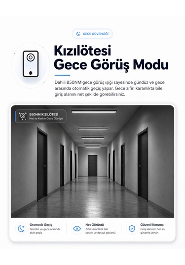 Akıllı Kablosuz Güvenlik Kapı Zili Kızılötesi Gece Görüş Modu Hd 1080p Kapı Zili Kamera Hareket Algılama