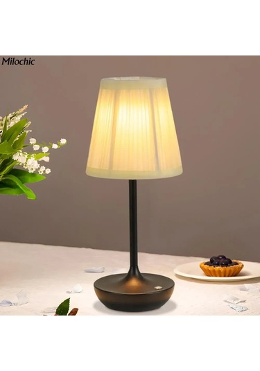 Hangfox Klasik Tarzli Yatak Odası Lambası, Üç Renkli Işık, Uzun Süreli Pil, Lüks Ambiyans Oluşturucu Siyah