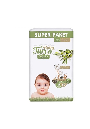 Baby Turco Doğadan Bebek Bezi 5 Numara Junior Süper Paket 60 Adet