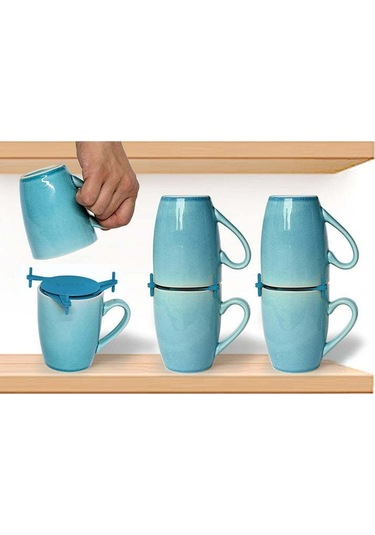 Geeroyoo Ayarlanabilir Bardak Organizatörü - 6'lı Paket, Mutfak Dolabı İçin Katlanabilir Tasarım, Abs Malzeme Siyah