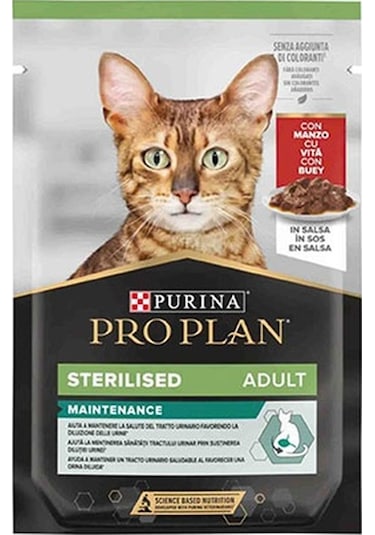 Purina Pro Plan Pouch Kısırlaştırılmış Sığır Etli Kedi Konservesi 6 x 85 G