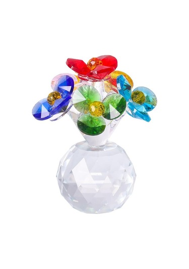 Şeffaf Taban Mini Cam Çiçek Heykeli Süsü Yapay Çiçek Figürin Yıl Dönümü Style 7