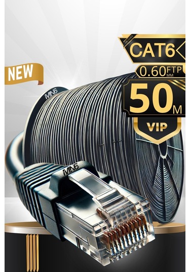 Mn6 M108xf 50 Metre Internet Kablosu/ftp 0.60mm-cat6 Iki Kat Korumalı-iç Dış Mekan-50 M Ethernet Kablosu