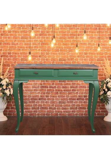 Roys Ahşap 100 Cm Çekmeceli Yeşil Koyu Ceviz  Dresuar Ahşap