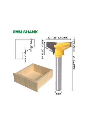 Rrrren 1/4 İnç Shank 6mm Saf Tersinir Çekmeçi Yönlendirici Bit, Ahşap İşleme Kesici Aracı Freze Kesici En Son Uzunluk: 6mm Shank