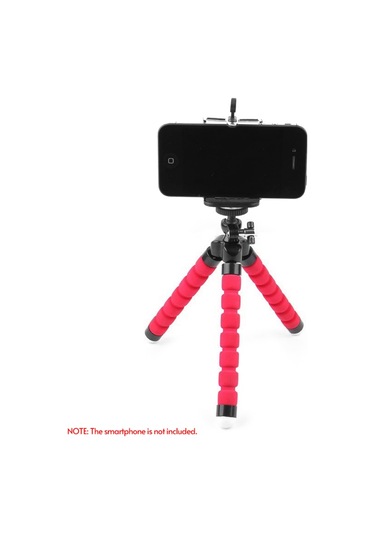 Canlı Yayın Selfie İçin Telefon Tutuculu Taşınabilir Mini Ahtapot Tripod Standı Kırmızı
