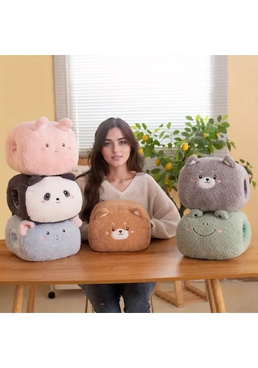 Elmpaly Pelüş Tavşan Tasarımı Yastık - Yumuşak El Isıtıcı Ve Ofis Şekerleme Yastığı