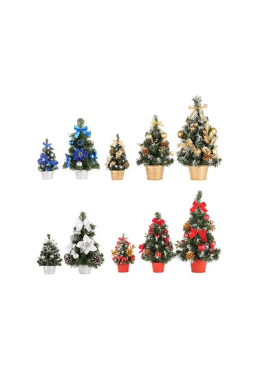 Kangvka 20cm Kırmızı Pvc Mini Noel Ağacı - Masaüstü Dekorasyon, Ev İçi Noel Ödülü Çok Renkli