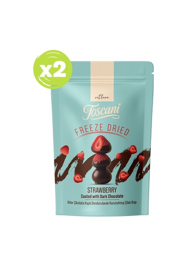 Bitter Çikolata Kaplı Dondurularak Kurutulmuş Çilek Draje 2 X 60gr
