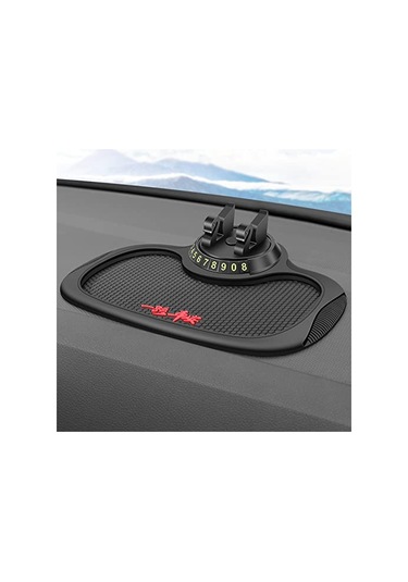 Jeemson Araba İçin Telefon Tutucu + Numara Gizleyici, Pvc Antirayak Dashboard Mat, 360 Döner, Göz Kırpıcı/kalem Tutucu, Kırmızı Kırmızı