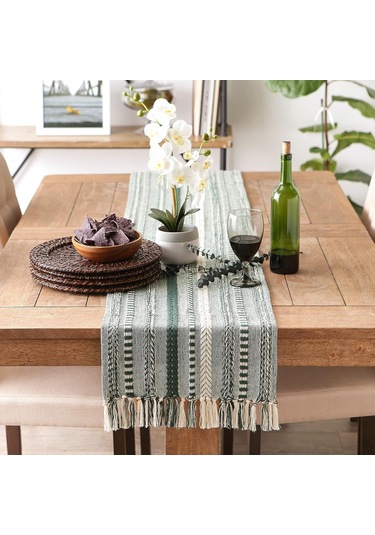 Wellstil Neula %100 Pamuk Orman Yeşili Örme Runner 40 x 110 CM