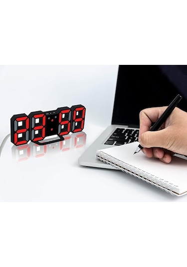 3d Led Dijital Alarm, Termometre Ve Takvim Özellikli Masa / Duvar Saati Kırmızı