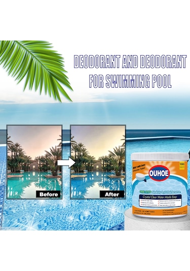 Yifomall Ouhoe Hızlı Etkili Havuz Temizleme Tabletleri - 180 Adet, Kokusuz Ve Toksik Değil, Su Berraklığı Sağlar