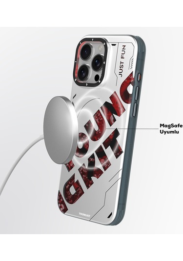 İphone Uyumlu 16 Pro Max Kılıf Magsafe Şarj Özellikli Airbagli Çift Katmanlı Youngkit Future Serisi Kırmızı