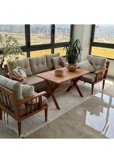 Masif Ahşap Balkon Mobilya
