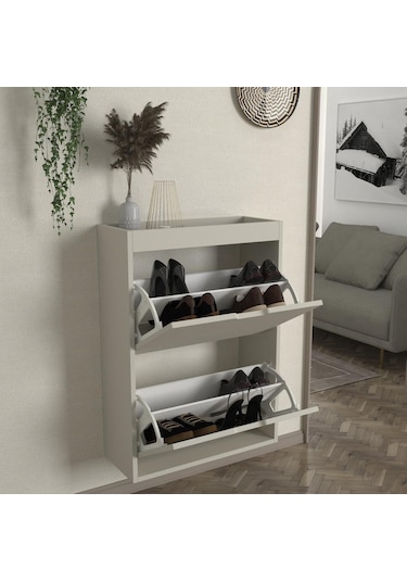 Remy 2 Kapaklı Ayakkabılık Kumtaşı - Antrasit