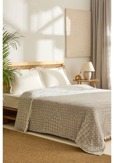 Kaşmir Home Favlo Çift Kişilik Jakar Muslin Pike Gri Gri