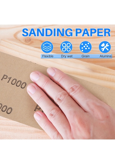 20 Adet Islak Kuru Zımpara Kağıdı, Grit 1000/2000/3000/5000/7000, 9 X 3.6 İnç